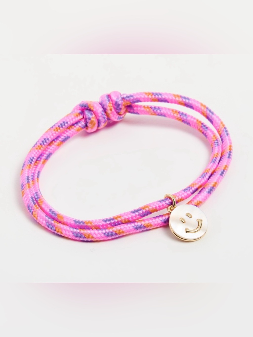 ALEXA LEIGH Pink Paracord Smiley Face Charm Bracelet